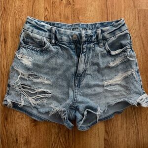 American Eagle Outfitters Light Blue Ripped Denim Cutoff Shorts